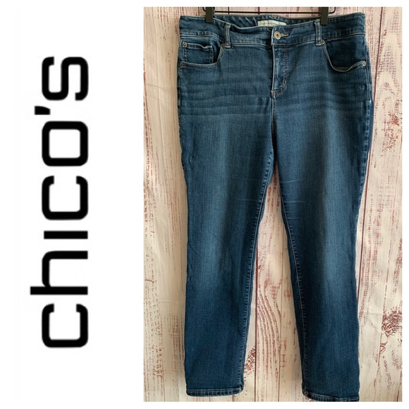 “Platinum” Slim Leg Stretch Jeans { Chico’s Size 2 } - Picture 2 of 8